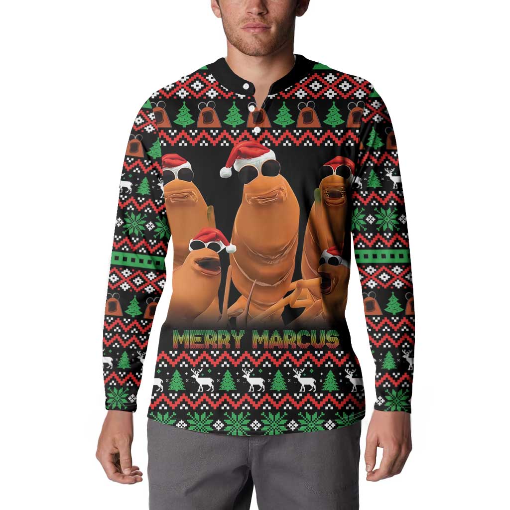 Marcus The Worm Christmas Button Sweatshirt Funny Gen Alpha Meme Slang - Wonder Print Shop