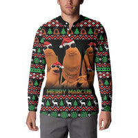 Marcus The Worm Christmas Button Sweatshirt Funny Gen Alpha Meme Slang - Wonder Print Shop