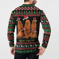 Marcus The Worm Christmas Button Sweatshirt Funny Gen Alpha Meme Slang - Wonder Print Shop