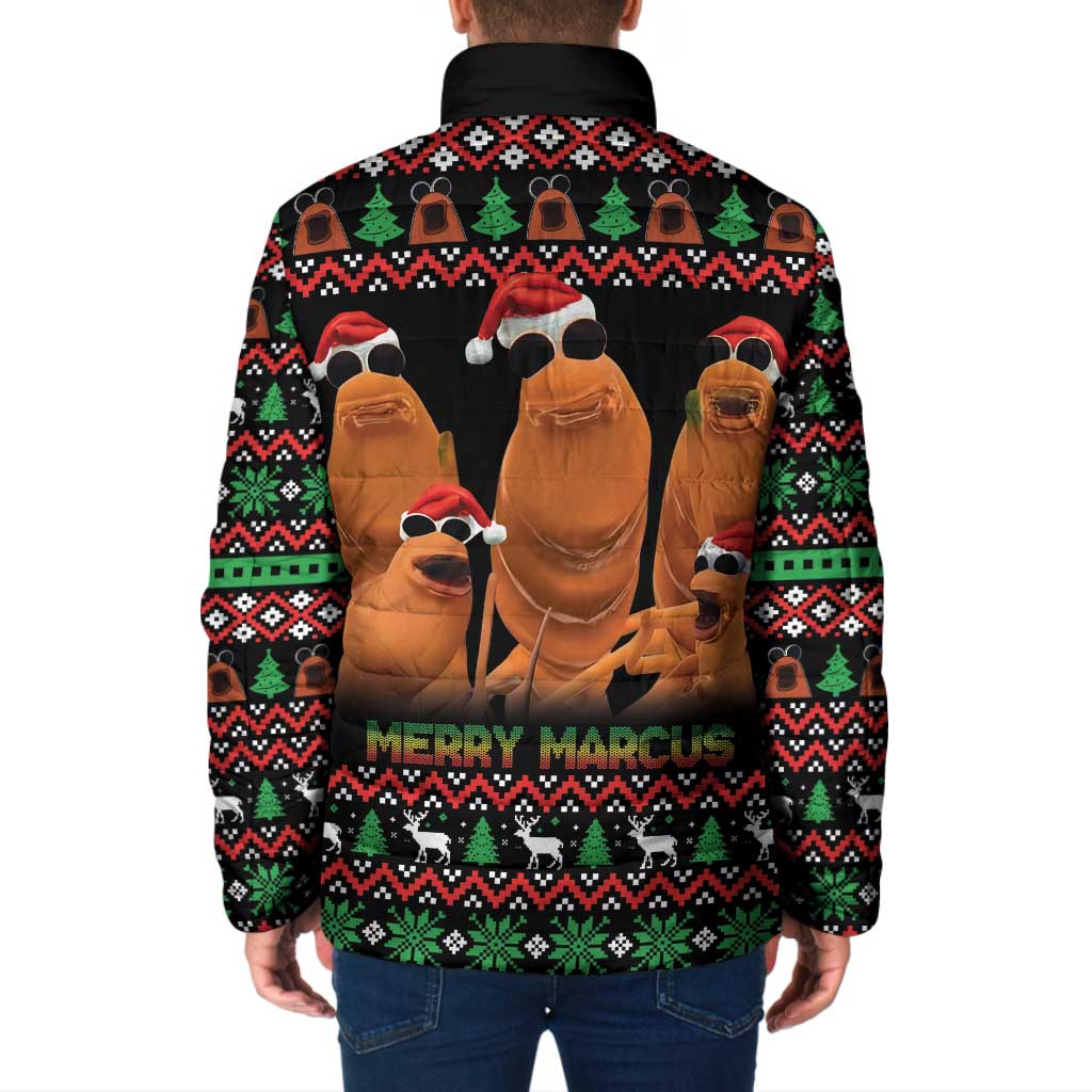 Marcus The Worm Christmas Padded Jacket Funny Gen Alpha Meme Slang - Wonder Print Shop
