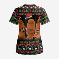 Marcus The Worm Christmas Scrub Top Funny Gen Alpha Meme Slang - Wonder Print Shop