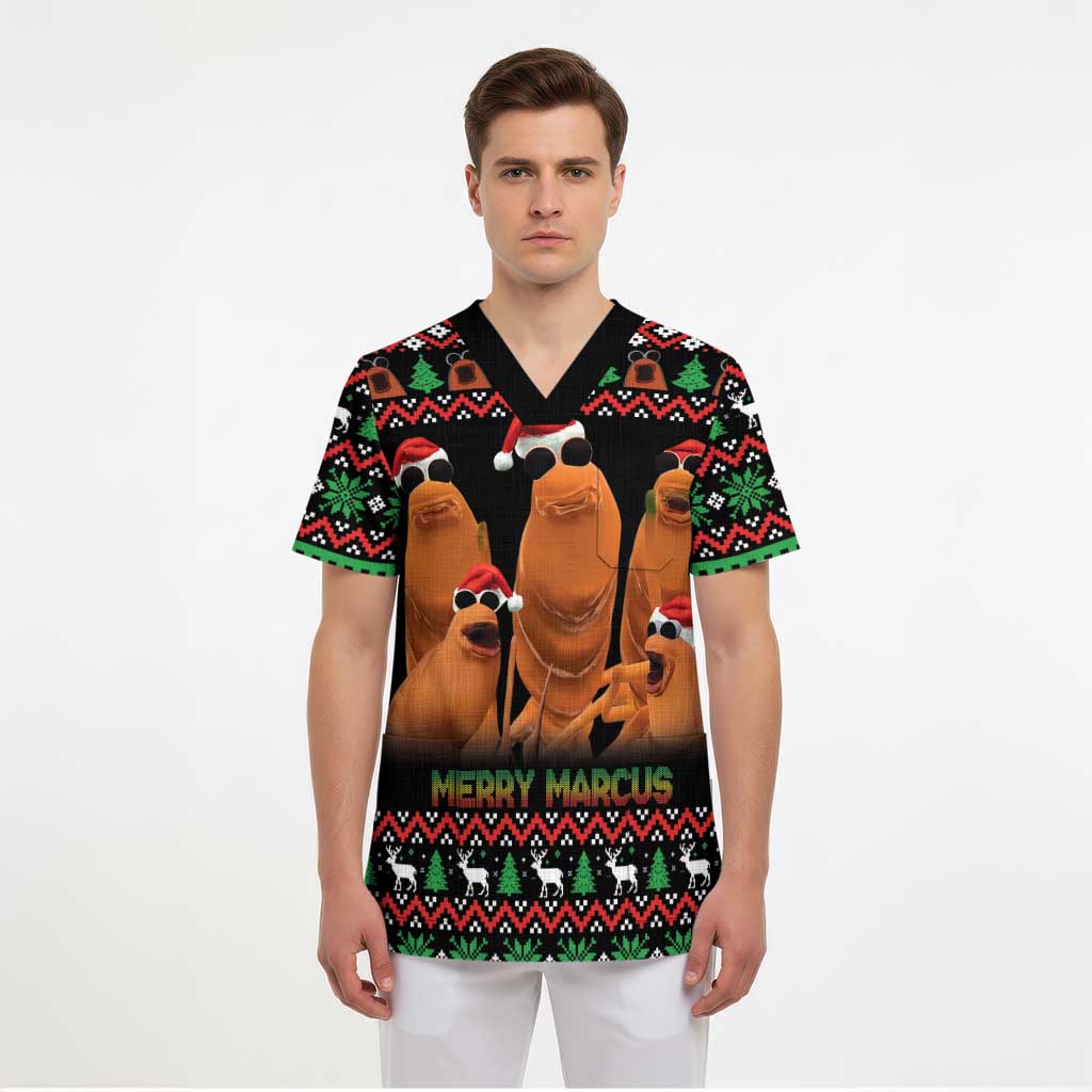 Marcus The Worm Christmas Scrub Top Funny Gen Alpha Meme Slang - Wonder Print Shop