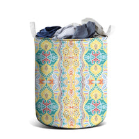 Indian Mandala Pattern Laundry Basket Yellow Geometric Floral Mandala