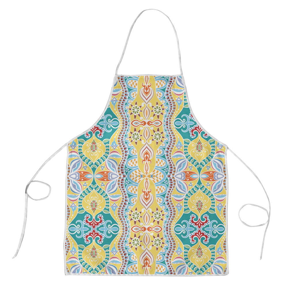 Indian Mandala Pattern Apron Yellow Geometric Floral Mandala