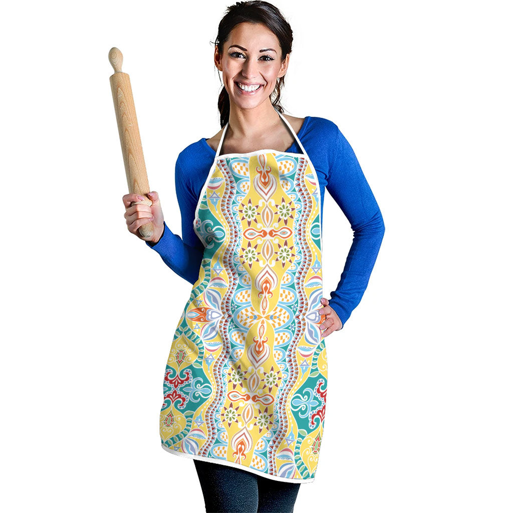 Indian Mandala Pattern Apron Yellow Geometric Floral Mandala