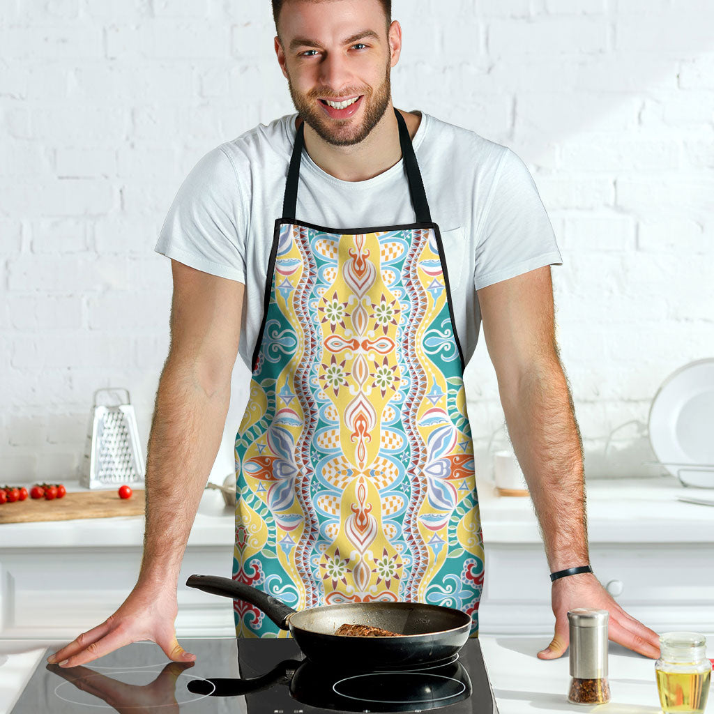 Indian Mandala Pattern Apron Yellow Geometric Floral Mandala