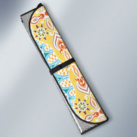 Indian Mandala Pattern Auto Sun Shade Yellow Geometric Floral Mandala