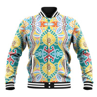 Indian Mandala Pattern Baseball Jacket Yellow Geometric Floral Mandala