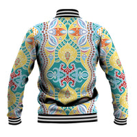 Indian Mandala Pattern Baseball Jacket Yellow Geometric Floral Mandala