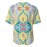 Indian Mandala Pattern Baseball Jersey Yellow Geometric Floral Mandala