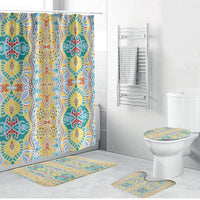 Indian Mandala Pattern Bathroom Set Yellow Geometric Floral Mandala