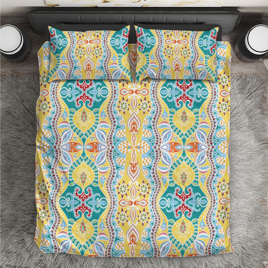 Indian Mandala Pattern Bedding Set Yellow Geometric Floral Mandala