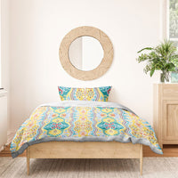 Indian Mandala Pattern Bedding Set Yellow Geometric Floral Mandala