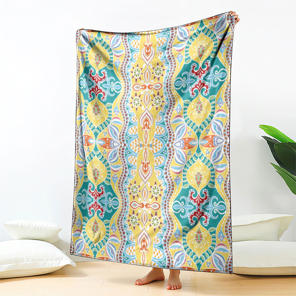 Indian Mandala Pattern Blanket Yellow Geometric Floral Mandala