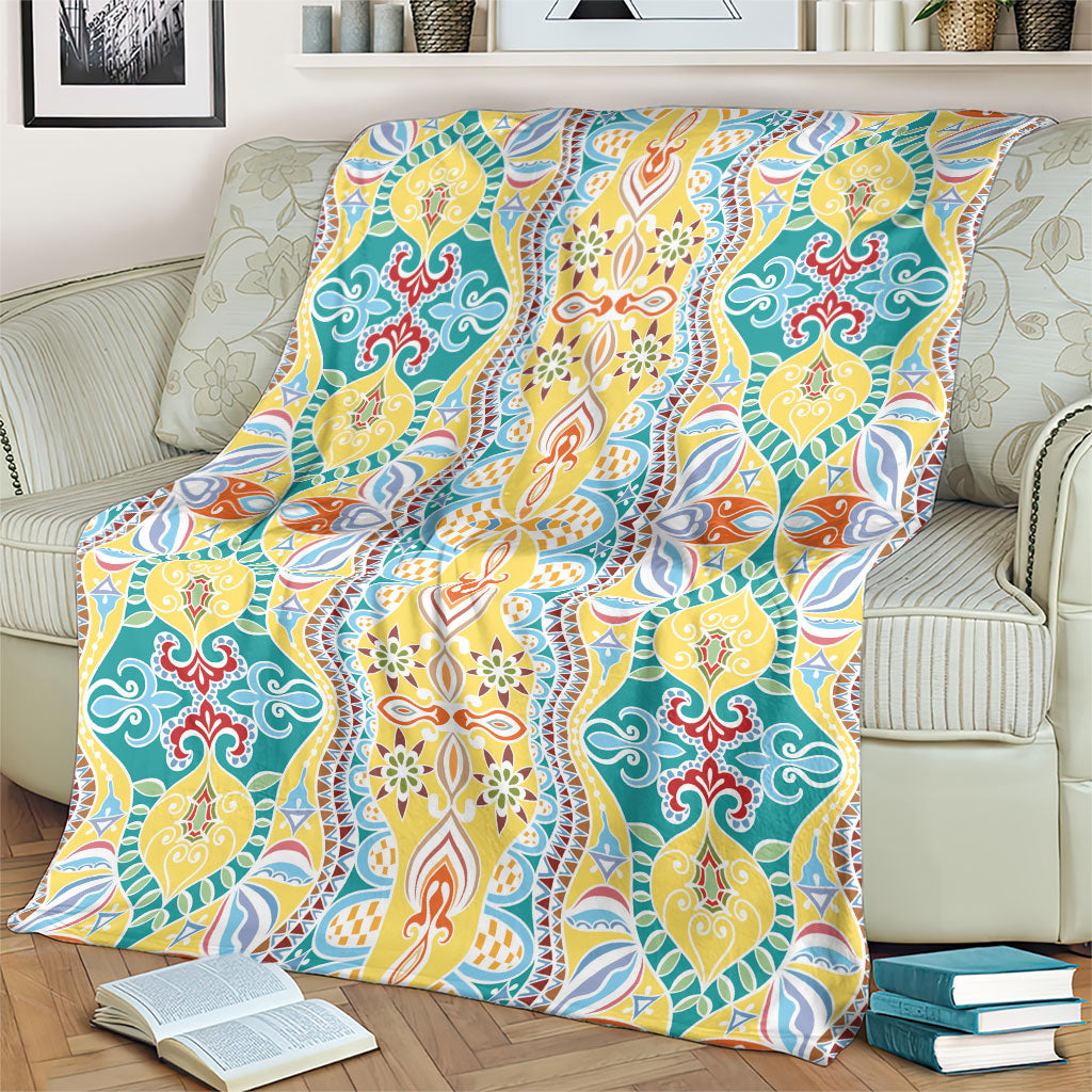 Indian Mandala Pattern Blanket Yellow Geometric Floral Mandala