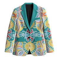 Indian Mandala Pattern Blazer Yellow Geometric Floral Mandala