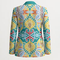 Indian Mandala Pattern Blazer Yellow Geometric Floral Mandala