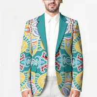 Indian Mandala Pattern Blazer Yellow Geometric Floral Mandala