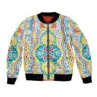 Indian Mandala Pattern Bomber Jacket Yellow Geometric Floral Mandala