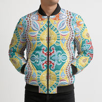 Indian Mandala Pattern Bomber Puffer Jacket Yellow Geometric Floral Mandala