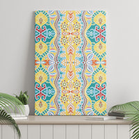 Indian Mandala Pattern Canvas Wall Art Yellow Geometric Floral Mandala