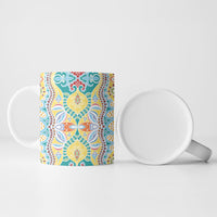 Indian Mandala Pattern Ceramic Mug Yellow Geometric Floral Mandala