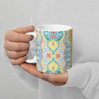 Indian Mandala Pattern Ceramic Mug Yellow Geometric Floral Mandala