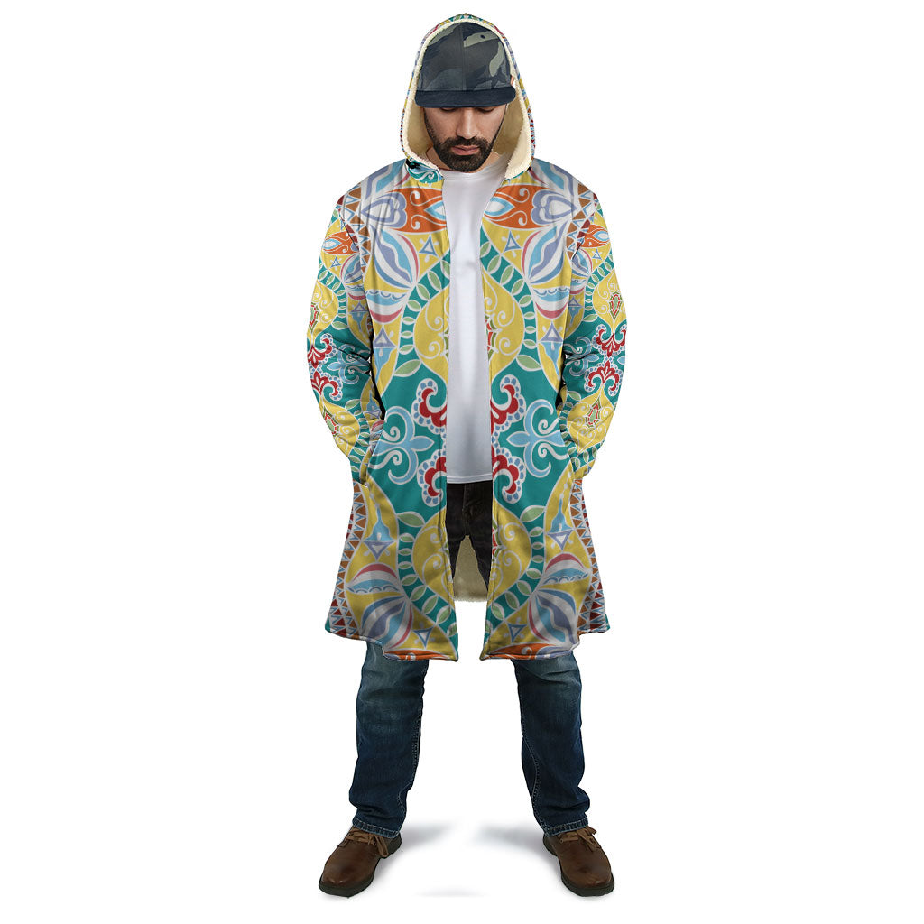 Indian Mandala Pattern Cloak Yellow Geometric Floral Mandala
