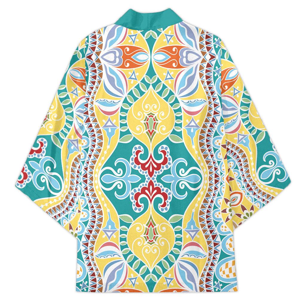 Indian Mandala Pattern Kimono Yellow Geometric Floral Mandala