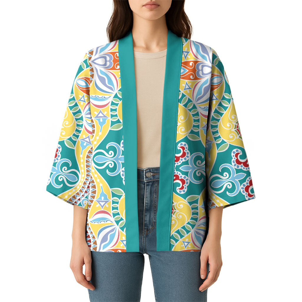 Indian Mandala Pattern Kimono Yellow Geometric Floral Mandala