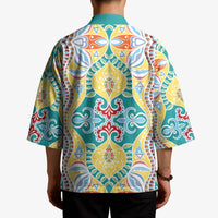 Indian Mandala Pattern Kimono Yellow Geometric Floral Mandala