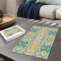 Indian Mandala Pattern Puzzle Yellow Geometric Floral Mandala