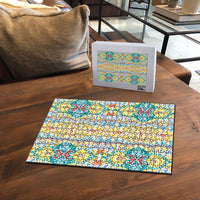 Indian Mandala Pattern Puzzle Yellow Geometric Floral Mandala