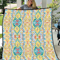 Indian Mandala Pattern Quilt Yellow Geometric Floral Mandala