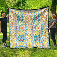 Indian Mandala Pattern Quilt Yellow Geometric Floral Mandala