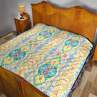 Indian Mandala Pattern Quilt Yellow Geometric Floral Mandala