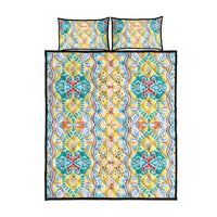 Indian Mandala Pattern Quilt Bed Set Yellow Geometric Floral Mandala