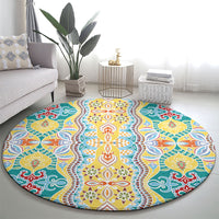 Indian Mandala Pattern Round Carpet Yellow Geometric Floral Mandala