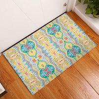 Indian Mandala Pattern Rubber Doormat Yellow Geometric Floral Mandala