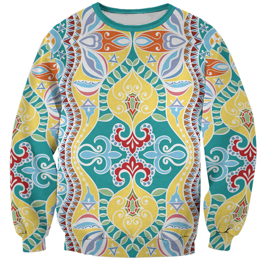 Indian Mandala Pattern Sweatshirt Yellow Geometric Floral Mandala