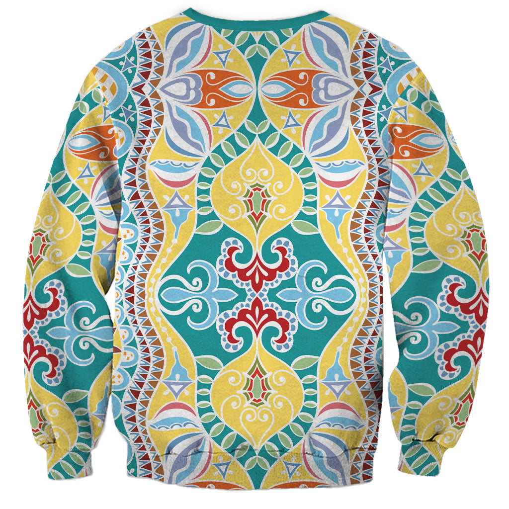 Indian Mandala Pattern Sweatshirt Yellow Geometric Floral Mandala