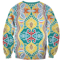 Indian Mandala Pattern Sweatshirt Yellow Geometric Floral Mandala