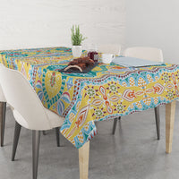 Indian Mandala Pattern Tablecloth Yellow Geometric Floral Mandala