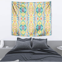 Indian Mandala Pattern Tapestry Yellow Geometric Floral Mandala