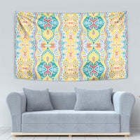 Indian Mandala Pattern Tapestry Yellow Geometric Floral Mandala
