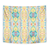 Indian Mandala Pattern Tapestry Yellow Geometric Floral Mandala