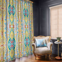Indian Mandala Pattern Window Curtain Yellow Geometric Floral Mandala