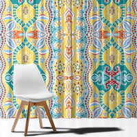 Indian Mandala Pattern Window Curtain Yellow Geometric Floral Mandala