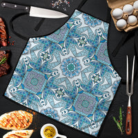 Indian Mandala Pattern Apron Blue Geometric Floral Mandala