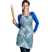 Indian Mandala Pattern Apron Blue Geometric Floral Mandala